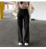 2022 new solid color jeans loose high waist straight pants women's casual trousers