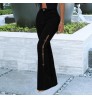 Hot Sell Side Chain Patchwork Denim Jeans Women Flared Trousers High Waist Stretch Slim Ripped Jeans Cargo Pants Street Wear