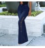 Hot Sell Side Chain Patchwork Denim Jeans Women Flared Trousers High Waist Stretch Slim Ripped Jeans Cargo Pants Street Wear