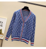 European style winter latest best selling loose CUCCI fashion floral casual long sleeve v-neck women Knit cardigan sweater