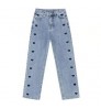 Jeans Women's 2021 New Embroidered Love Wide Leg Pants Thin High Waist Draping Loose Straight Mopping Pants