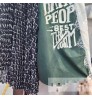 Getspring Women Skirt Long Patchwork Denim Skirt Stitching Irregular High Waist Loose Leisure Asymmetrical Pleated Skirt 2022