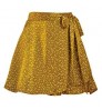 Women's High-Waisted Self Belted Overlap Mini Skater Skirt Ladies Lace-Up Chiffon Satin Flared Wrap Pleated Faldas Short Skirt