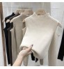 2022 New Fashion Women Winter Sweater Korean Solid Color off-the-shoulder long-sleeve top base shirt Sweater
