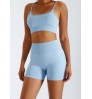 Custom LOGO Matching Nylon Yoga Workout Short Tights Ribbed Seamless Gym Biker Women's Shorts