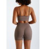 Custom LOGO Matching Nylon Yoga Workout Short Tights Ribbed Seamless Gym Biker Women's Shorts