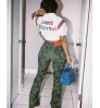 Fall 2022 Women Clothes Bell Bottom Women Patchwork Pants Wide Leg Pants Ladies Camo Flared Pants