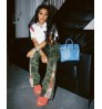 Fall 2022 Women Clothes Bell Bottom Women Patchwork Pants Wide Leg Pants Ladies Camo Flared Pants