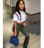 Fall 2022 Women Clothes Bell Bottom Women Patchwork Pants Wide Leg Pants Ladies Camo Flared Pants