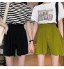 New 2021 Summer Casual High Waist Solid Color Wild Fashion Europe Wide-leg Pants Elastic Waist Pleated Women's Shorts
