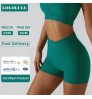 Cross Waist Gym Shorts Women'S Rib Soft Biker No T Line Yoga Pants Hot Sale