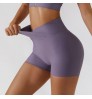Cross Waist Gym Shorts Women'S Rib Soft Biker No T Line Yoga Pants Hot Sale