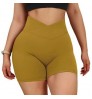 Women's Solid Colors Custom Logo Fitness Hot Shorts High Waist Cross Front Summer Scrunch Gym Shorts